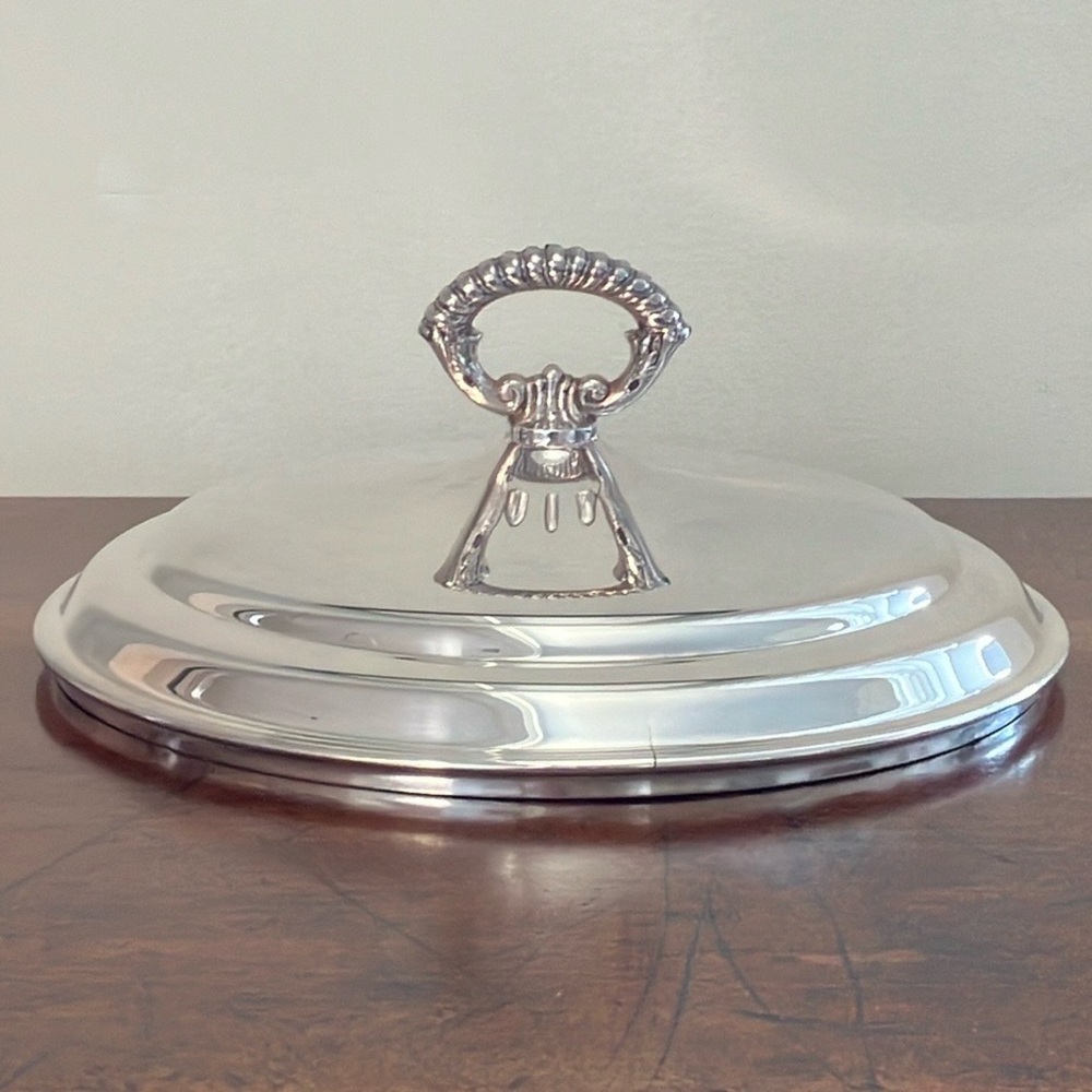 Vintage Silver-Plated Sheffield Casserole Serving Dish Cover Top